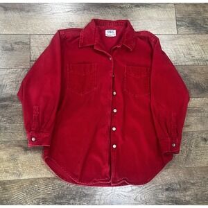 Vintage 90s Corduroy Button Up‎ SOHO Compagnie Work Shirt Red Large Women Unisex